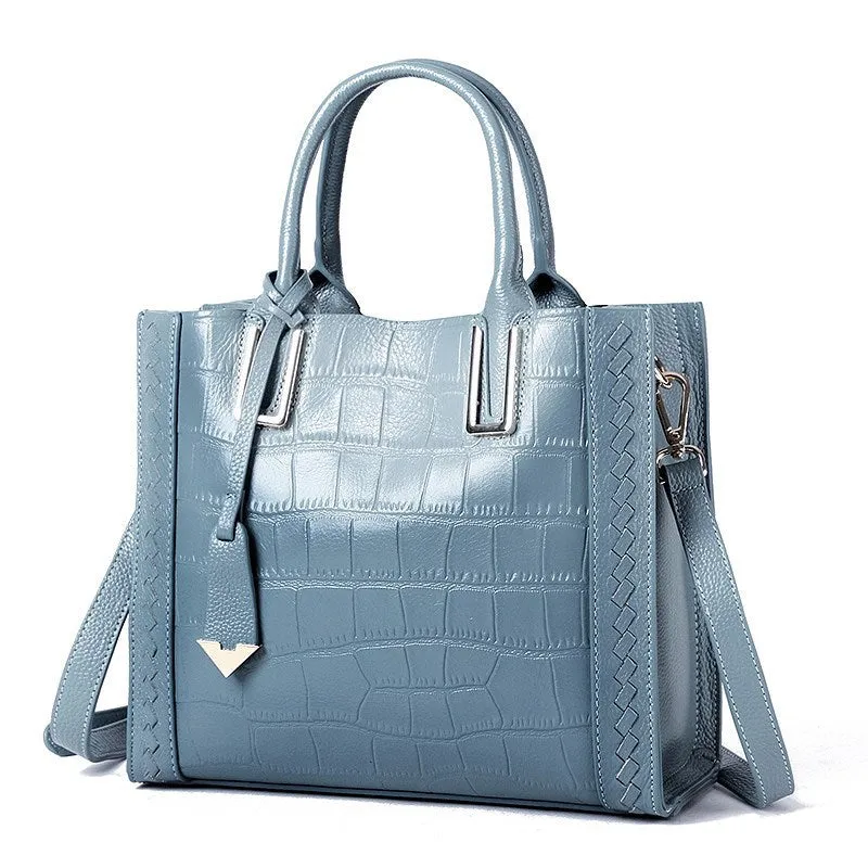 Crocodile Pattern Leather Tote Bag