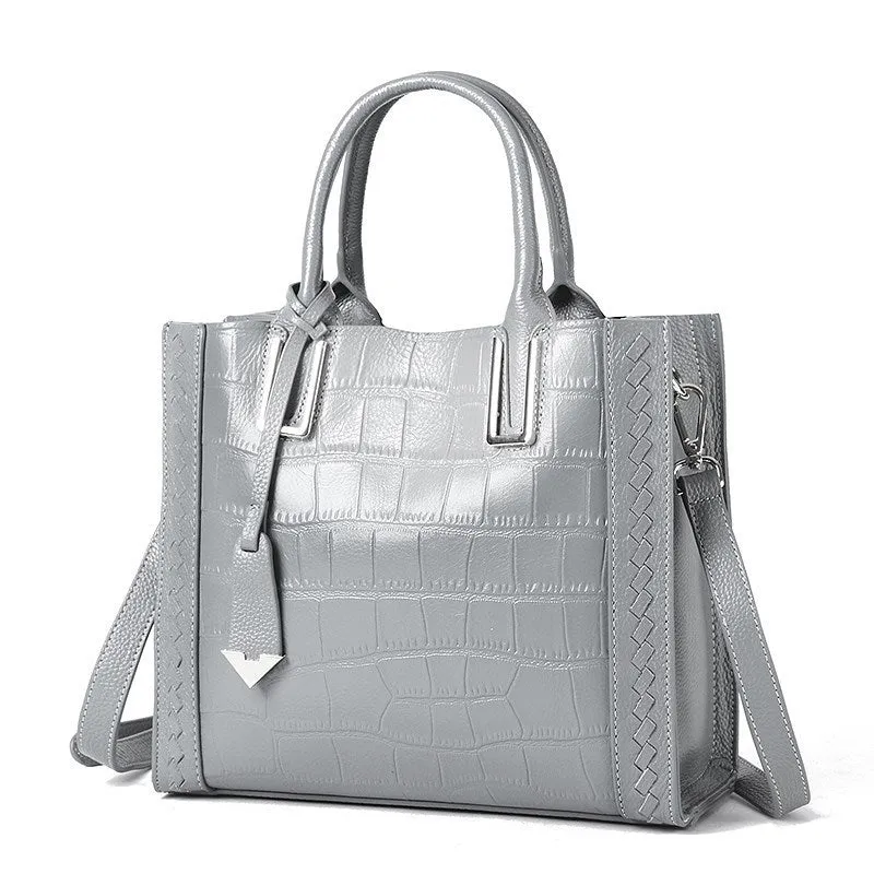 Crocodile Pattern Leather Tote Bag