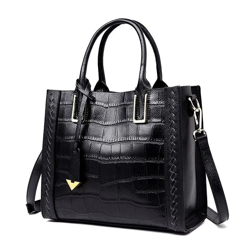 Crocodile Pattern Leather Tote Bag