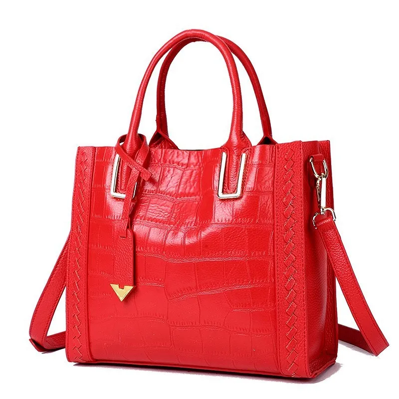 Crocodile Pattern Leather Tote Bag