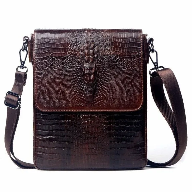 CrocoLux Oil Wax Leather Messenger Bag