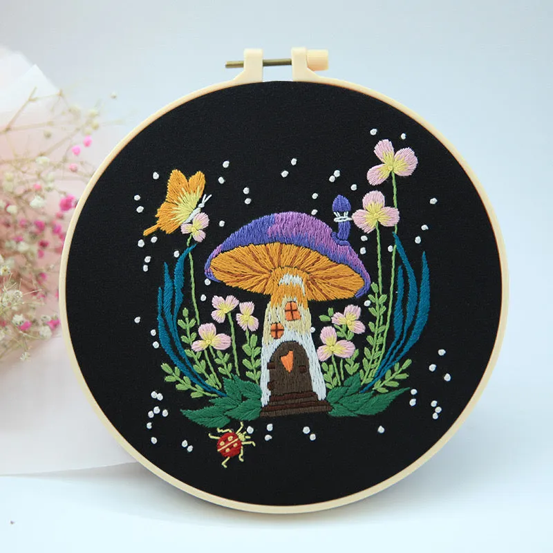 Cute Mushroom Fairy House  Hand Embroidery DIY Kit 20cm