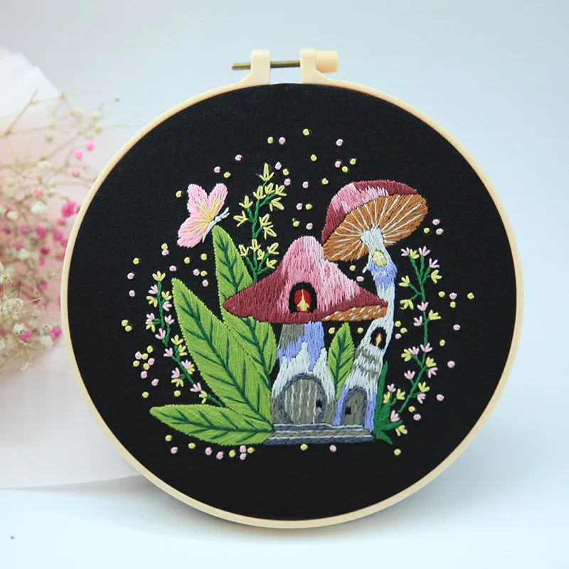 Cute Mushroom Fairy House  Hand Embroidery DIY Kit 20cm