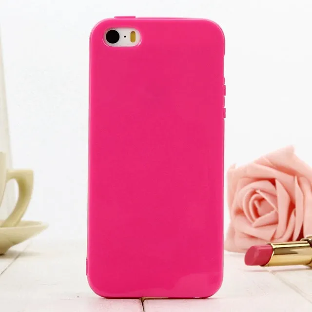 Cute Solid Candy Color TPU Rubber Case for iPhone 5 5S SE 6 6S Plus 7 7 Plus Silicone Soft Back Cover Case