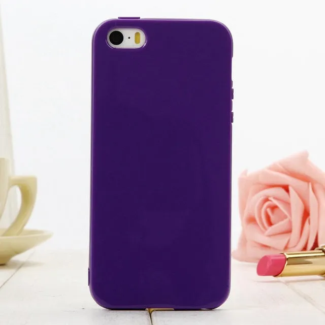 Cute Solid Candy Color TPU Rubber Case for iPhone 5 5S SE 6 6S Plus 7 7 Plus Silicone Soft Back Cover Case