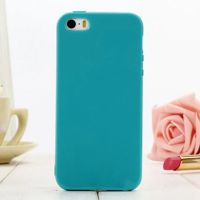 Cute Solid Candy Color TPU Rubber Case for iPhone 5 5S SE 6 6S Plus 7 7 Plus Silicone Soft Back Cover Case