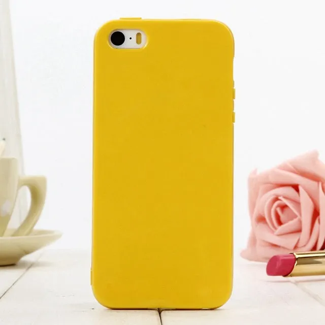 Cute Solid Candy Color TPU Rubber Case for iPhone 5 5S SE 6 6S Plus 7 7 Plus Silicone Soft Back Cover Case