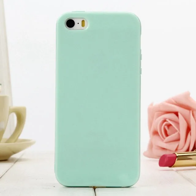 Cute Solid Candy Color TPU Rubber Case for iPhone 5 5S SE 6 6S Plus 7 7 Plus Silicone Soft Back Cover Case