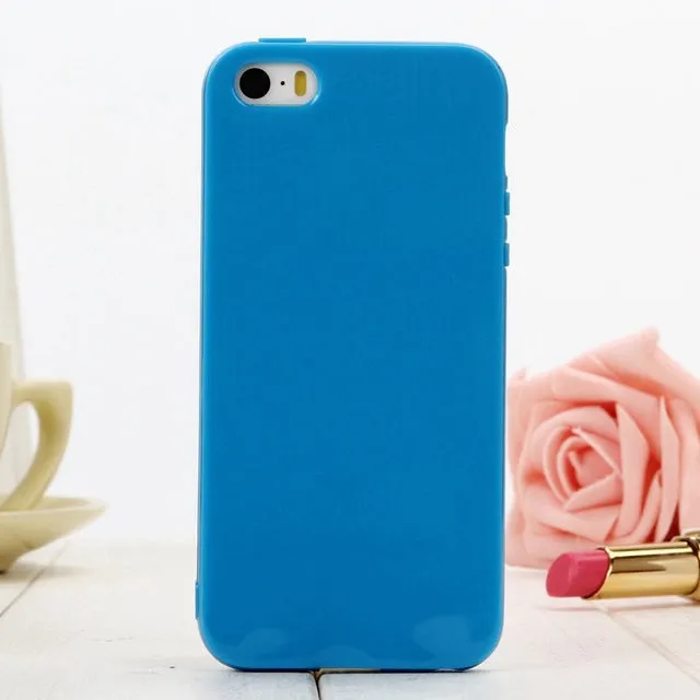 Cute Solid Candy Color TPU Rubber Case for iPhone 5 5S SE 6 6S Plus 7 7 Plus Silicone Soft Back Cover Case