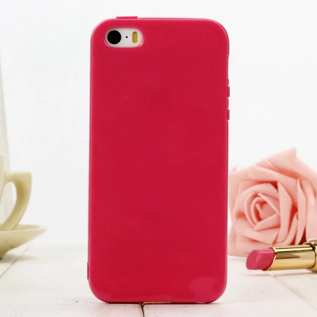 Cute Solid Candy Color TPU Rubber Case for iPhone 5 5S SE 6 6S Plus 7 7 Plus Silicone Soft Back Cover Case