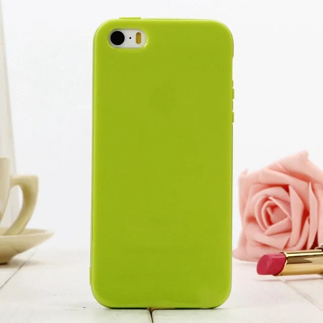 Cute Solid Candy Color TPU Rubber Case for iPhone 5 5S SE 6 6S Plus 7 7 Plus Silicone Soft Back Cover Case