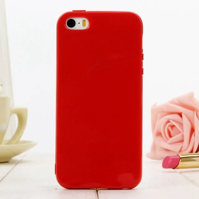 Cute Solid Candy Color TPU Rubber Case for iPhone 5 5S SE 6 6S Plus 7 7 Plus Silicone Soft Back Cover Case