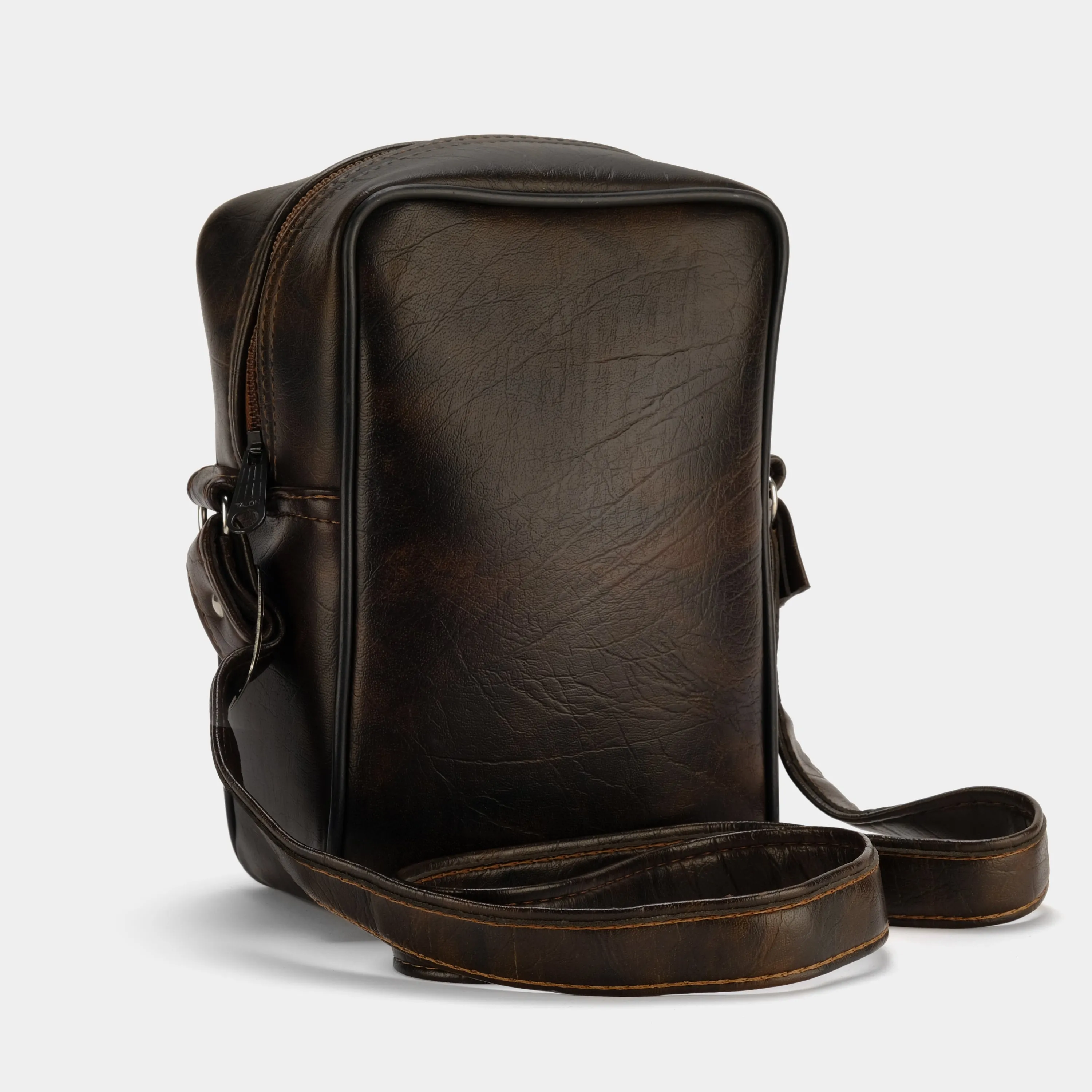 Dark Brown Faux Leather Camera Bag