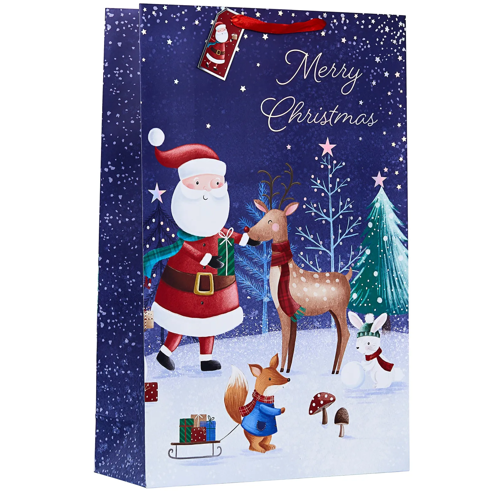 Design By Violet Woodland Santa Christmas Gift Bag