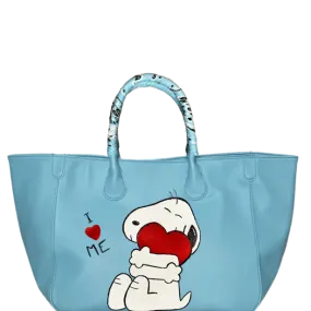 Everyday Vegan Leather Tote - Hand Painted Snoopy