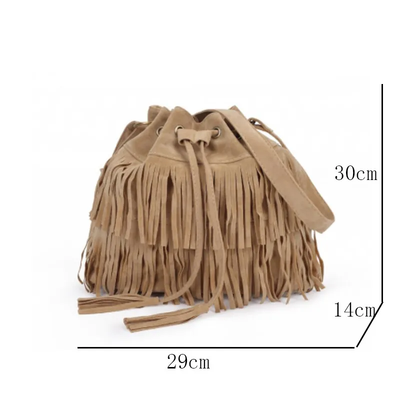 Faux Suede Fringed Bag