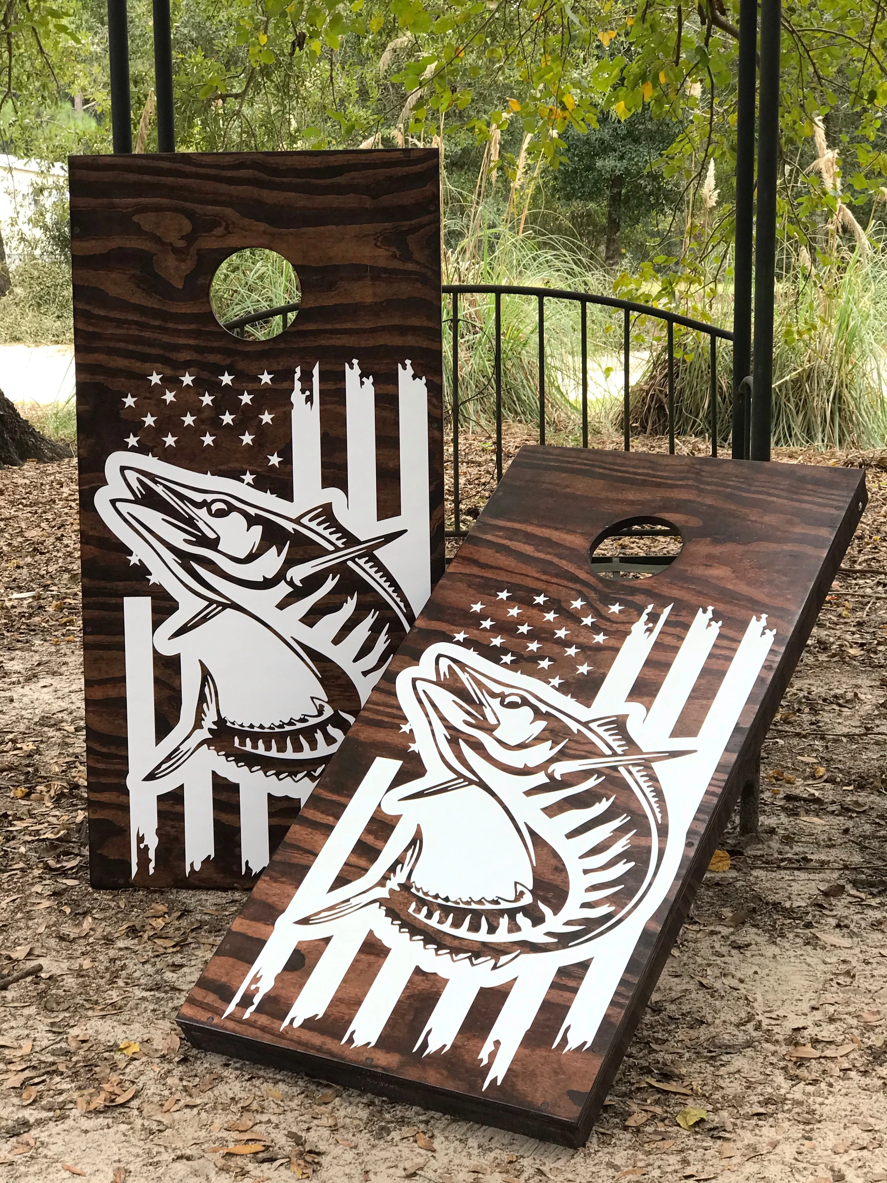 Fishing Flag Cornhole Set With Bean Bags