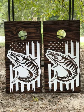 Fishing Flag Cornhole Set With Bean Bags