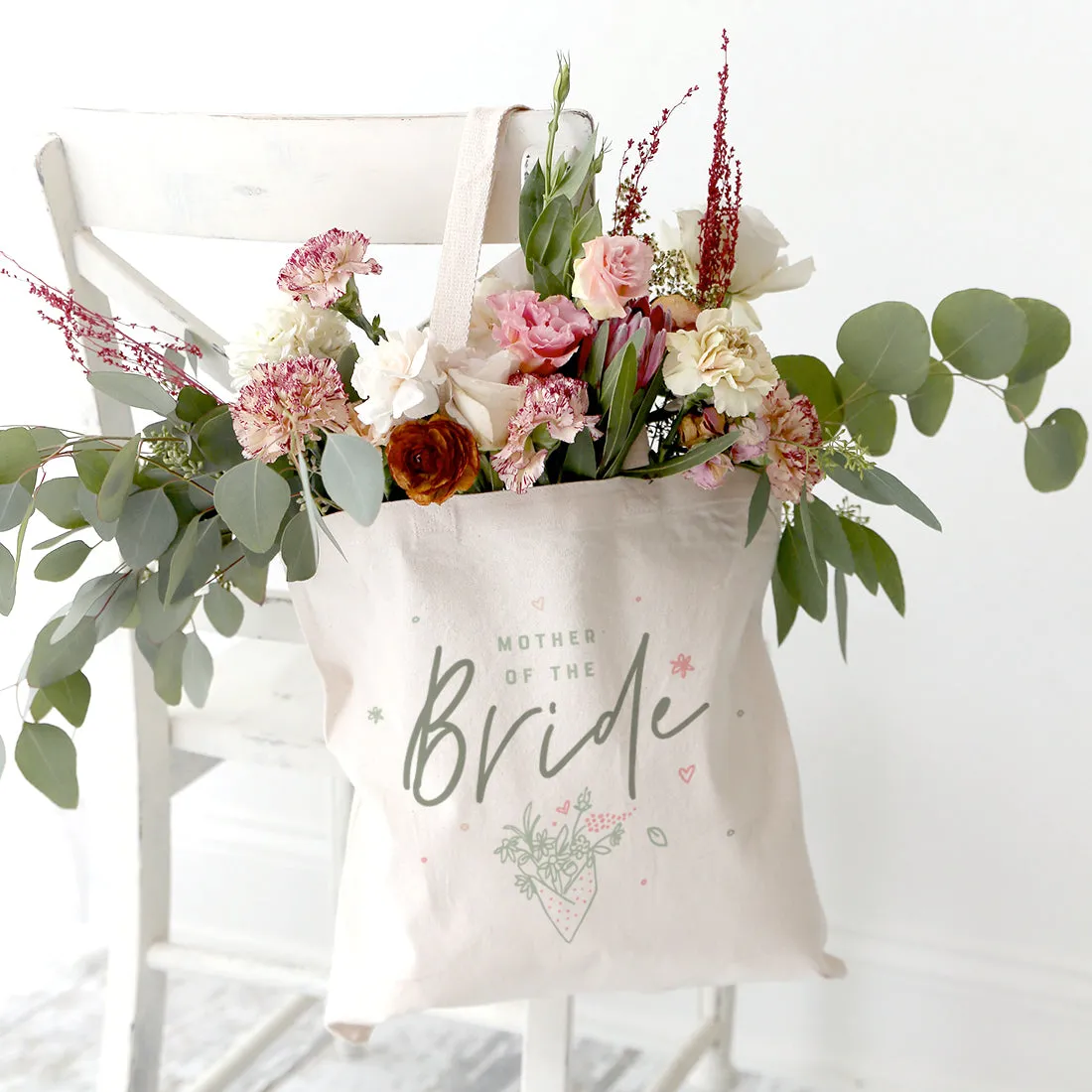 Floral Mother of the Bride Wedding Cotton Canvas Tote Bag by The Cotton & Canvas Co.