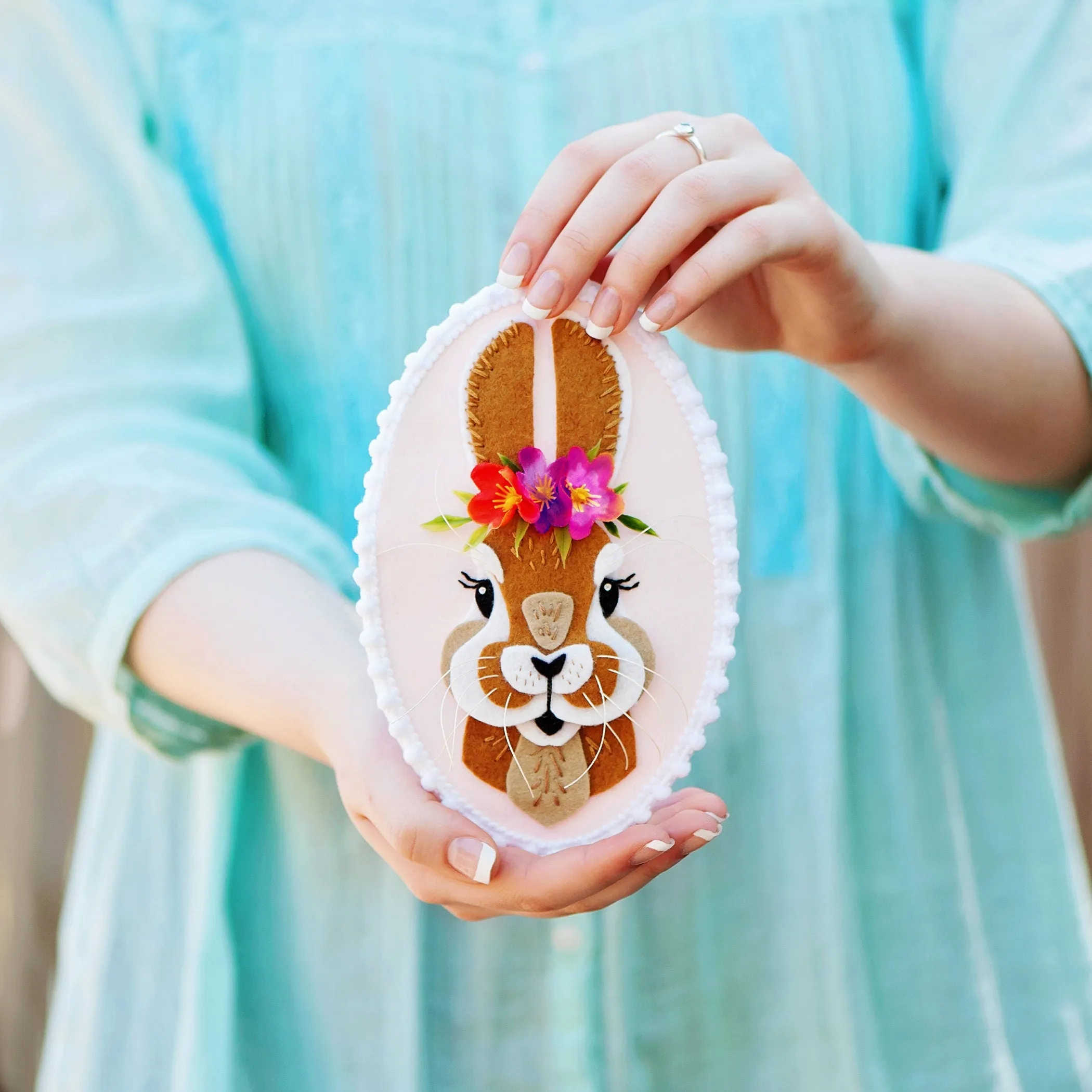 Flower Crown Bunny Wool Felt Ornament Supply Kit