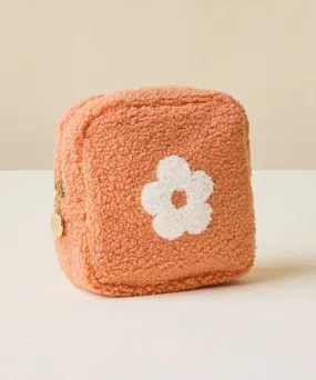 Flower Peach Teddy Pouch