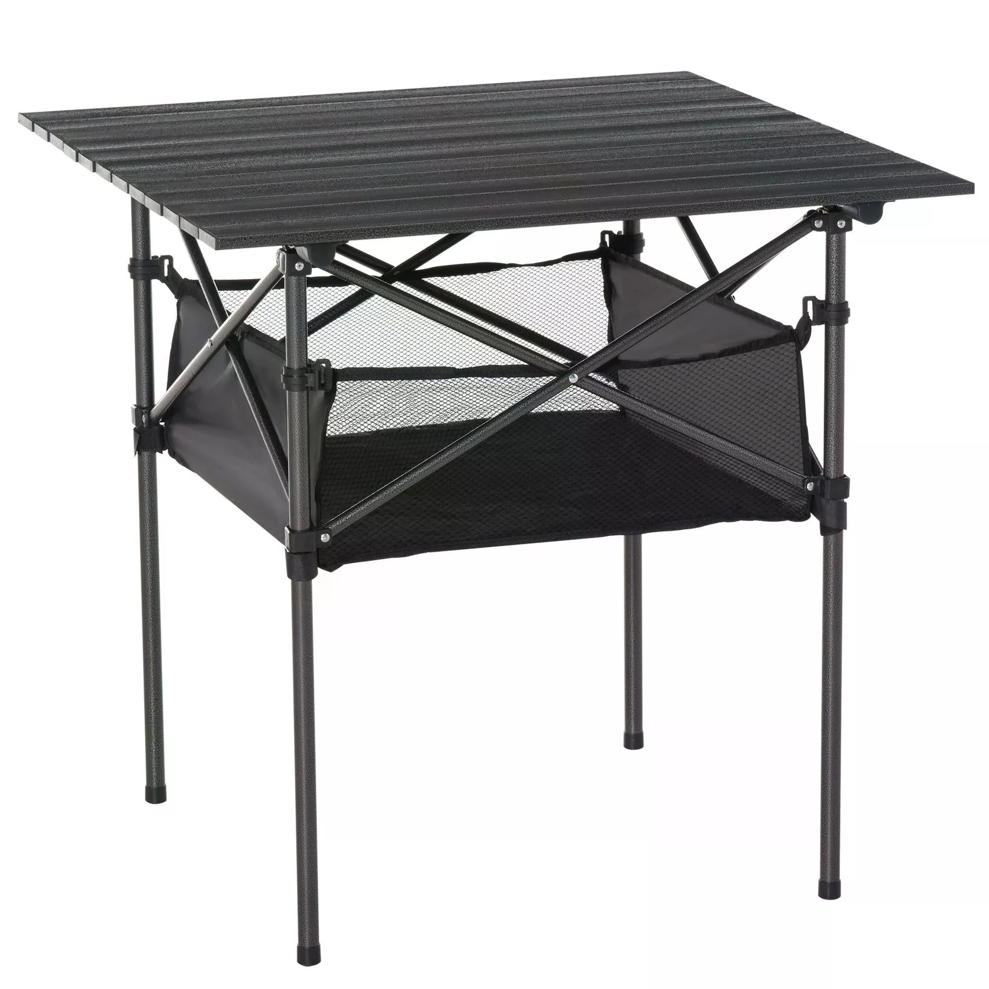 Folding Camping Table with Mesh Storage Bag Lightweight Aluminum Picnic Desk,Roll Up Tabletop with Carring Bag