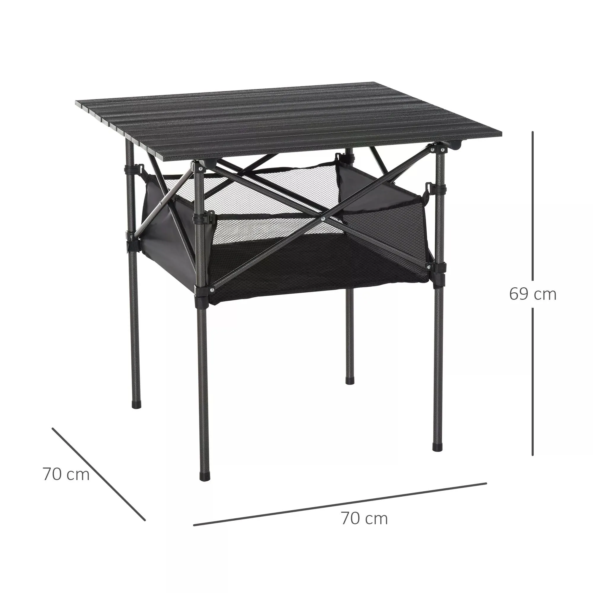 Folding Camping Table with Mesh Storage Bag Lightweight Aluminum Picnic Desk,Roll Up Tabletop with Carring Bag