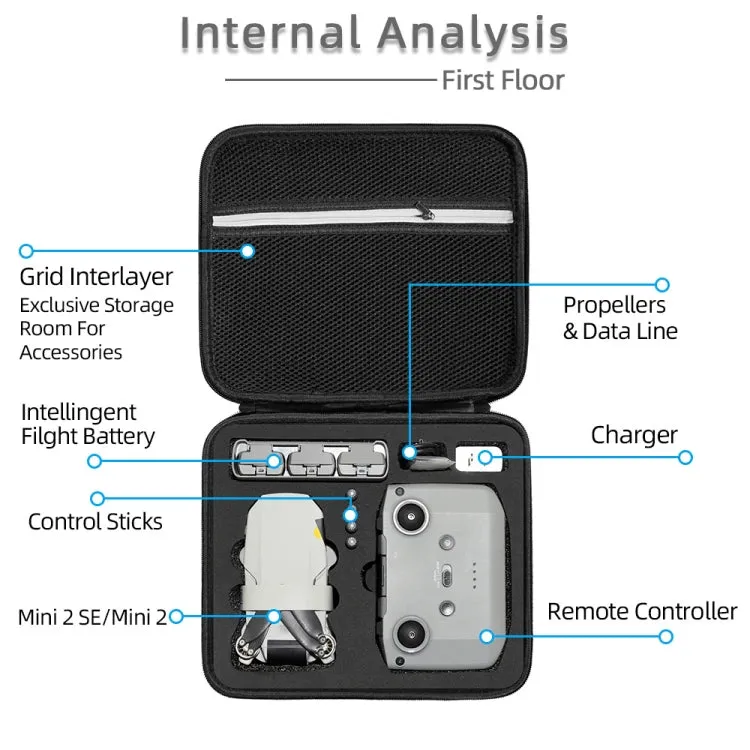 For DJI Mini 2 SE Square Shockproof Hard Case Carrying Storage Bag, Size: 28 x 23 x 10cm (Black)