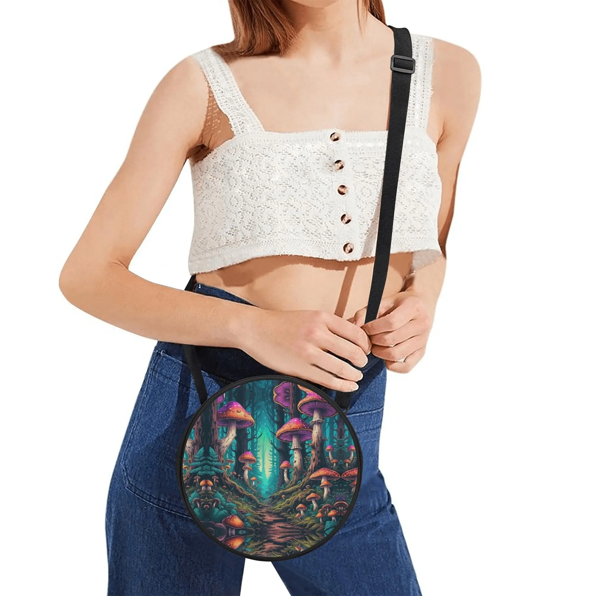 Forest Shrooms Round Satchel Bag