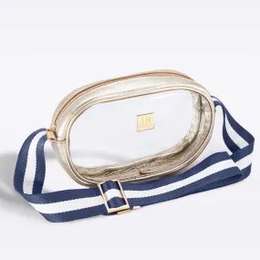 Gold Vinyl Annie   Navy and White Striped Strap