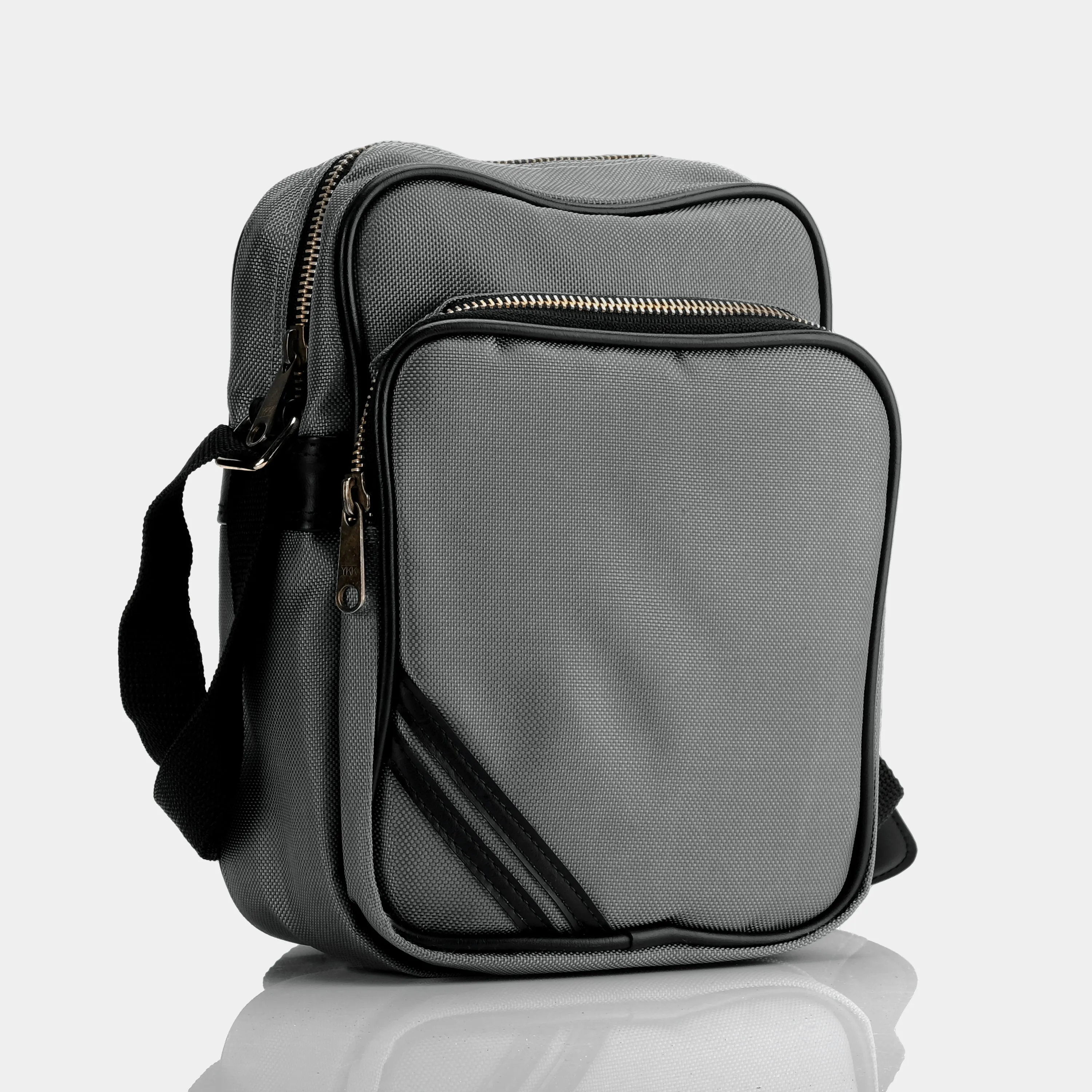 Grey Canvas Crossbody Camera Bag