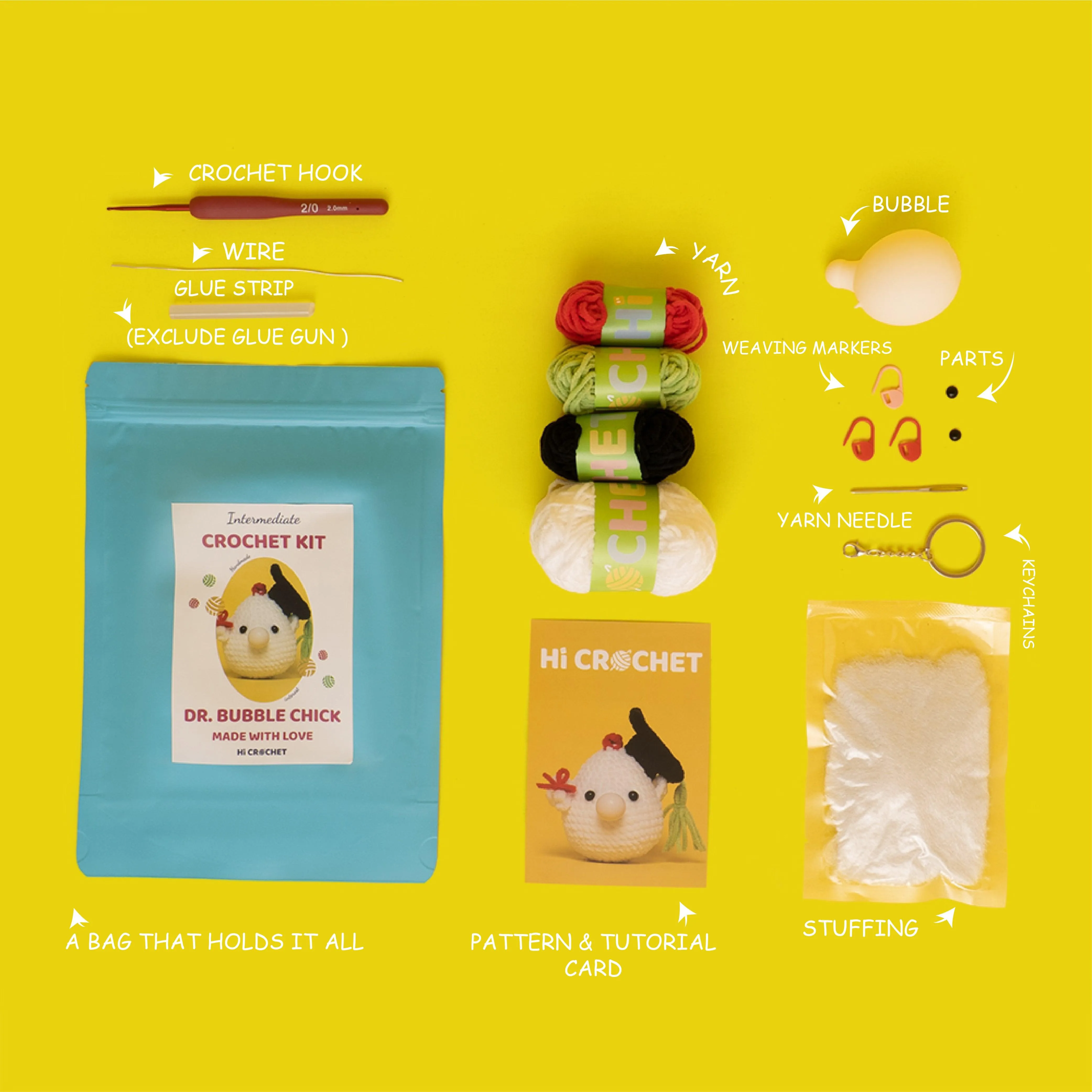 Gruduation Dr. Bubbles Chick Crochet Kit