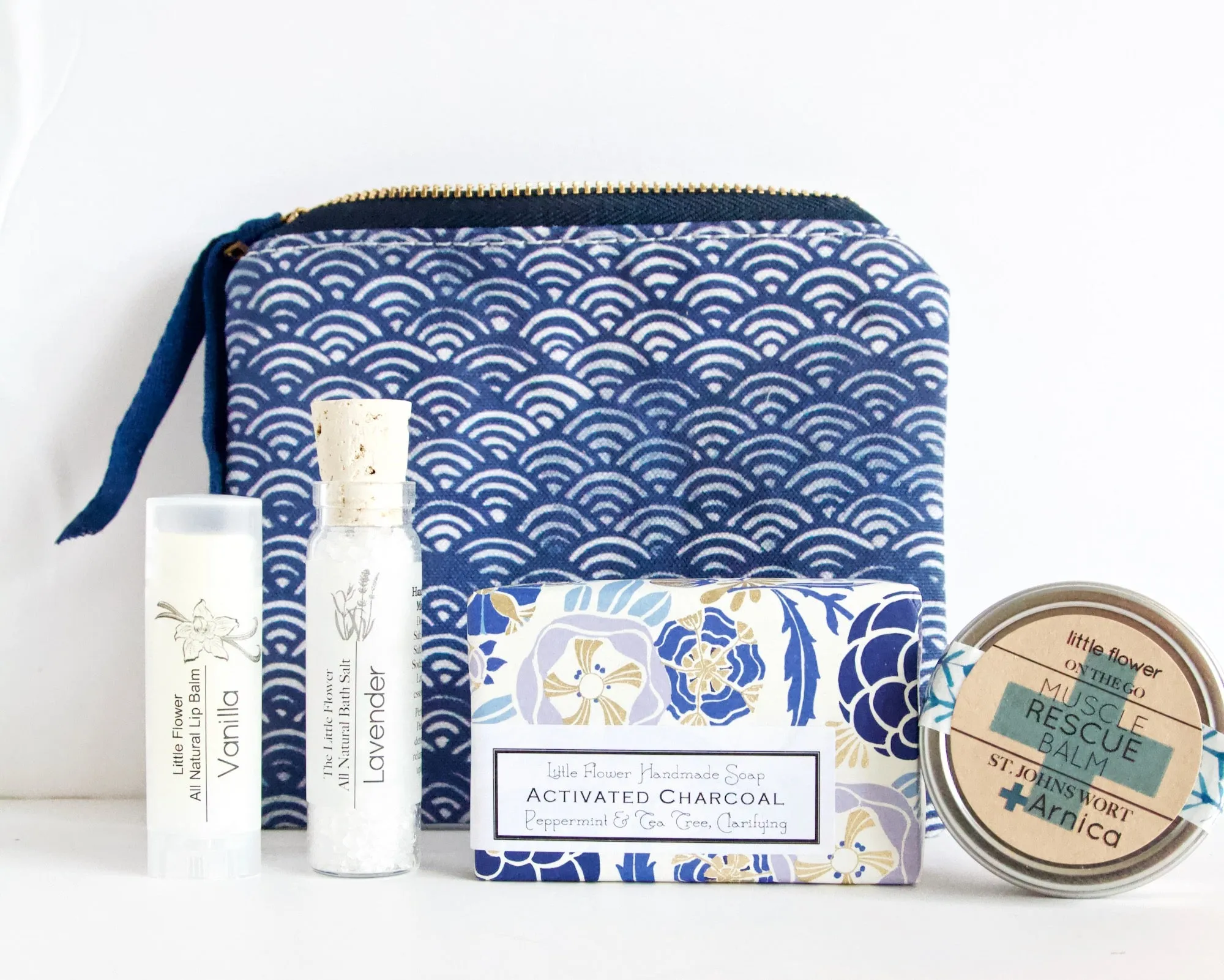 Handmade Travel Cosmetic Pouch and Spa Gift Set