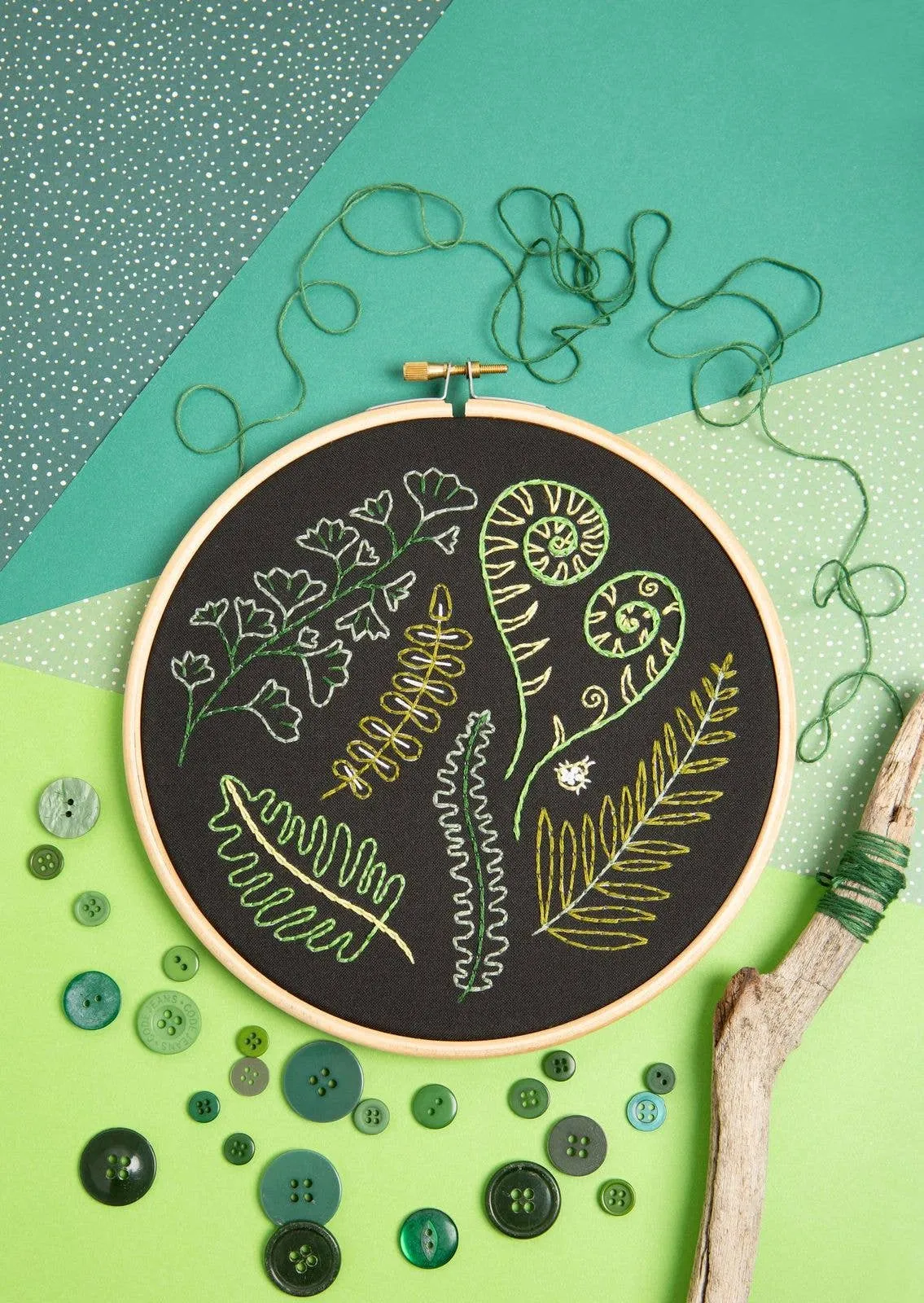 Hawthorn Handmade : Black Forest Ferns Embroidery Kit