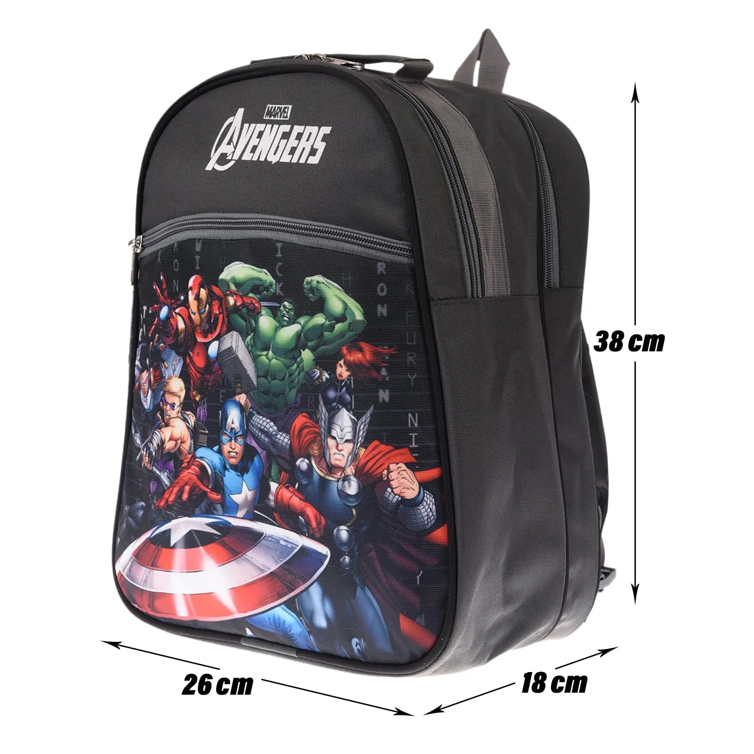 Heart Home Marvel-Avengers School Bag|Kids School Bags|Student Bookbag|Spacious School Bag|School Bag for Girls & Boys|School Backpack for Kids|3 Compartments School Bag|Gray