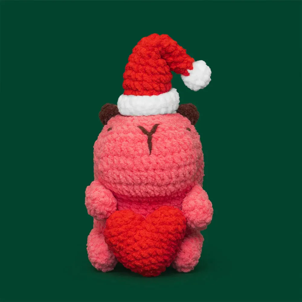 Heart Magnet Christmas Pink Capybara Crochet Kit