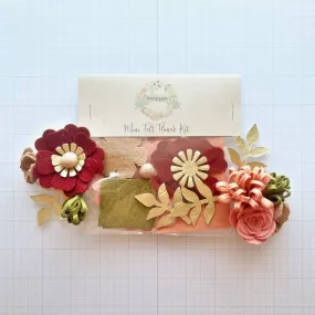 Heartgrooves Handmade ~ Mini Felt Flower Craft Kit - Crimson Blush