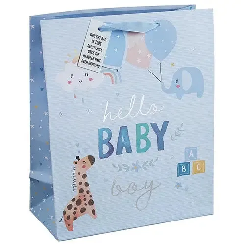 Hello Baby Boy Giraffe Gift Bag Large