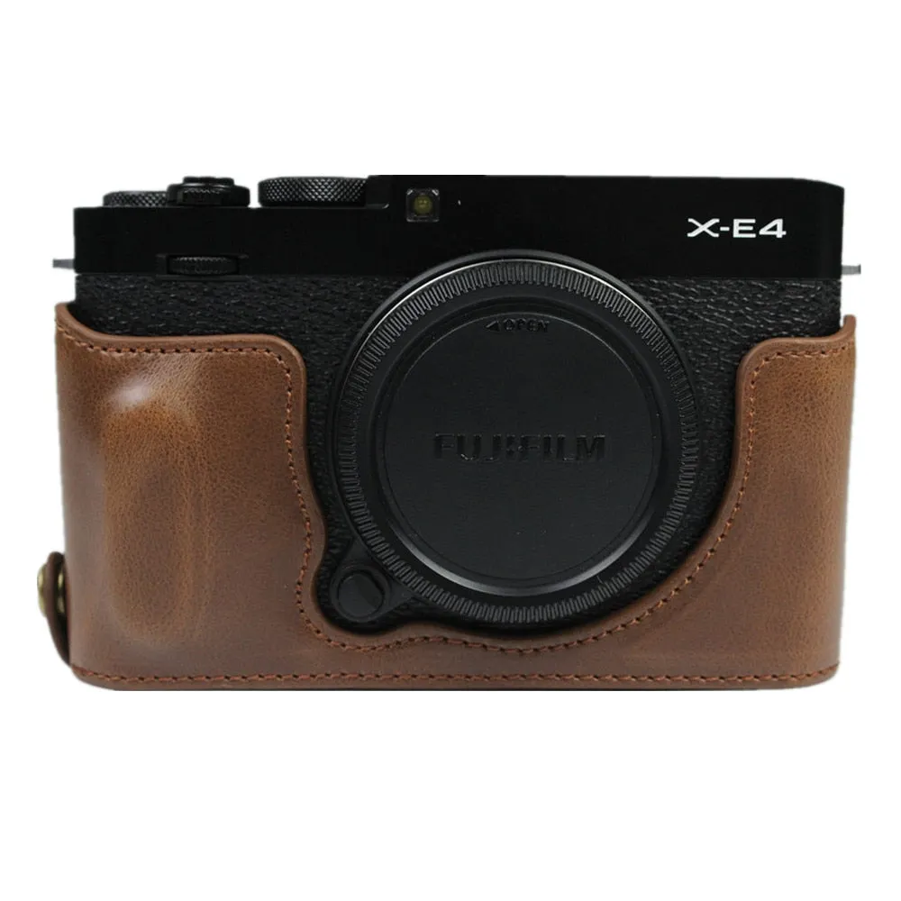 High Quality Camera Bag PU Leather Half Body Set Cover For Fujifilm FUJI X-E4 XE4 Bottom Case With Battery Opening