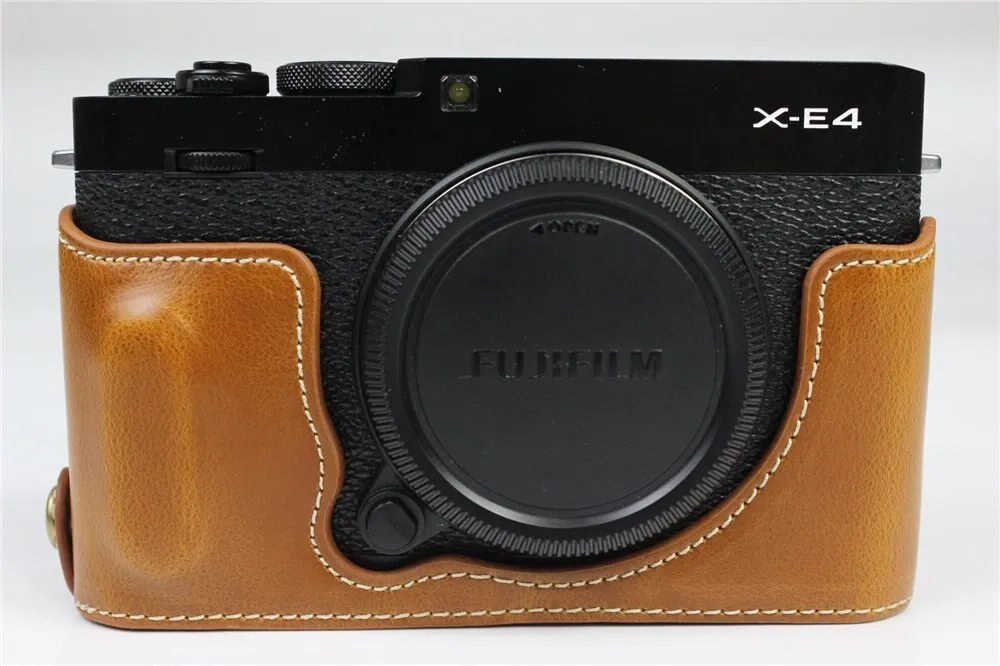 High Quality Camera Bag PU Leather Half Body Set Cover For Fujifilm FUJI X-E4 XE4 Bottom Case With Battery Opening