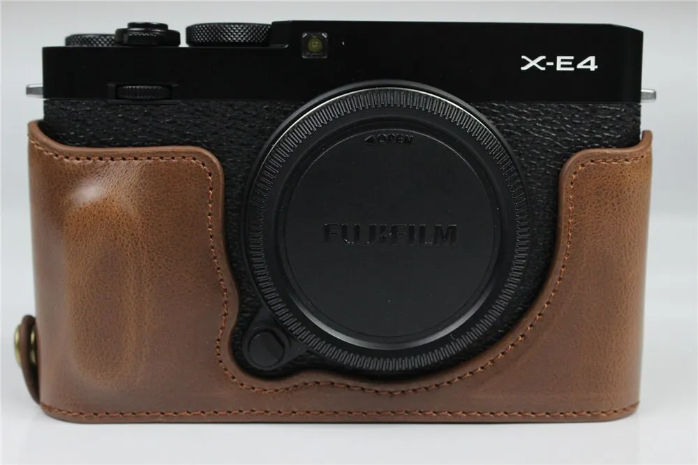 High Quality Camera Bag PU Leather Half Body Set Cover For Fujifilm FUJI X-E4 XE4 Bottom Case With Battery Opening