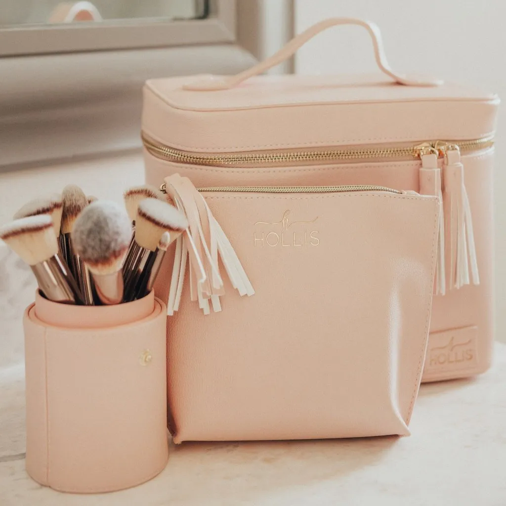 Hollis Lux Makeup Bag with Brush Holder