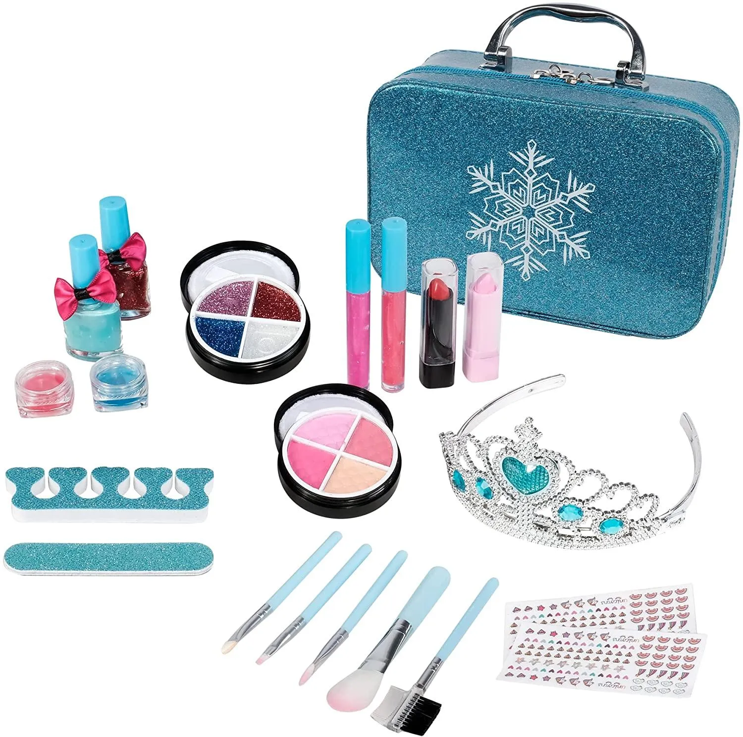 Kids Washable 21 Pcs Makeup Toy Set Girls Toys, 21 Pcs Makeup Toy Set, Christmas Birthday Gift, Blue