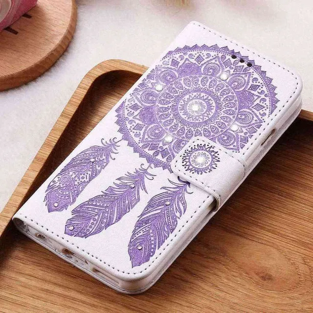 KISSCASE Flower Leather Case For iPhone 7 Plus For iPhone 6 6S Plus 5 5S SE Wallet Bag Case For iPhone 7 6 Card Slot Phone Cover