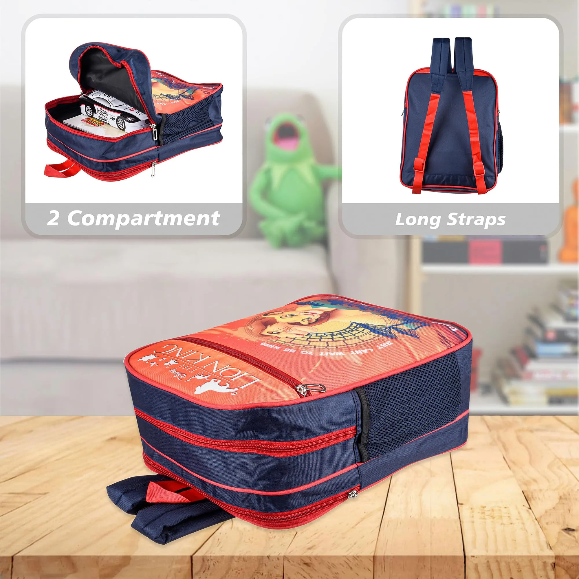 Kuber Industries Disney The Lion King School Bags | Kids School Bags | Student Bookbag | Travel Backpack | School Bag for Girls & Boys | School Bag with 3 Compartments | Orange