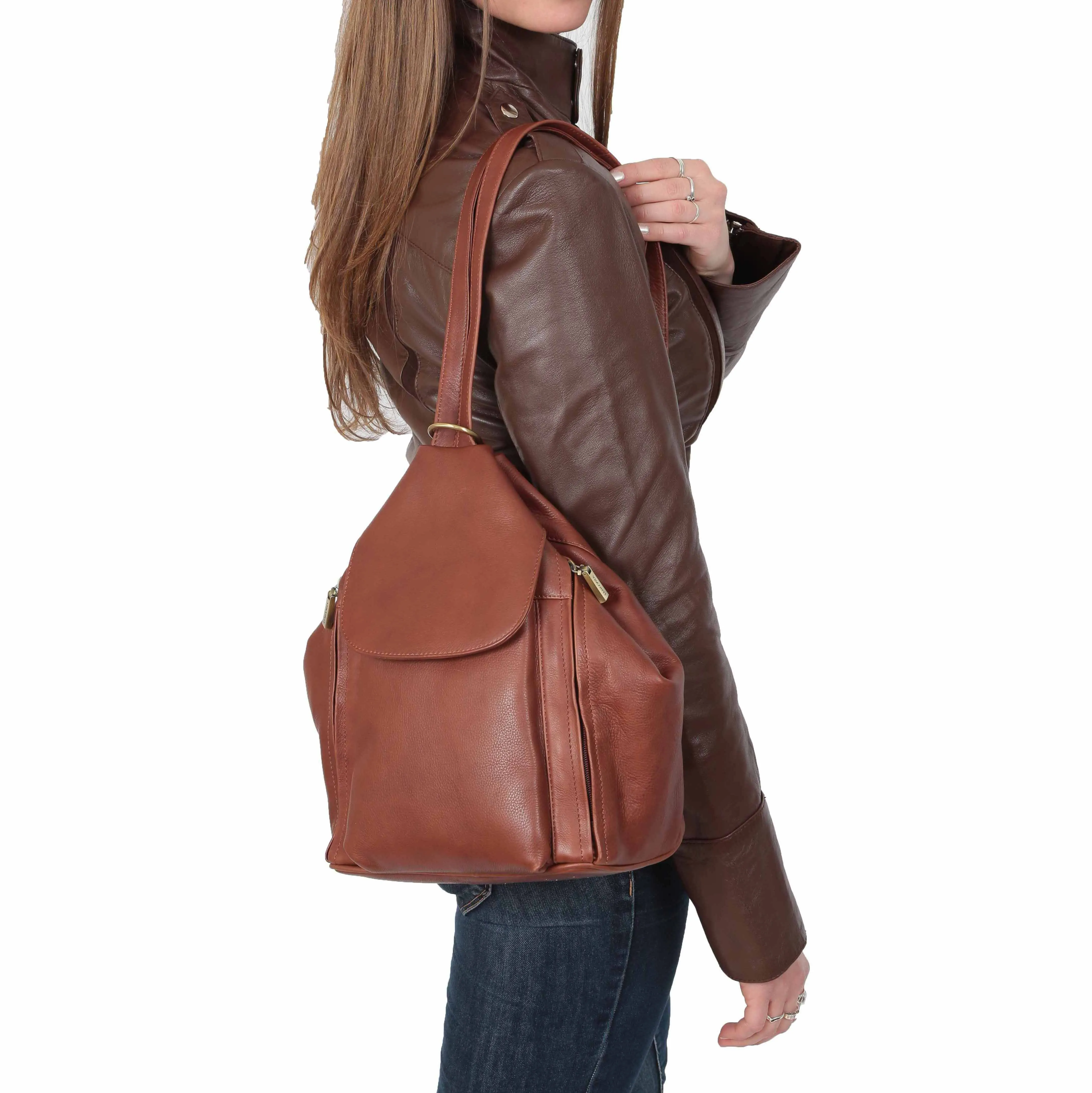 Ladies Leather Backpack Rome Brown