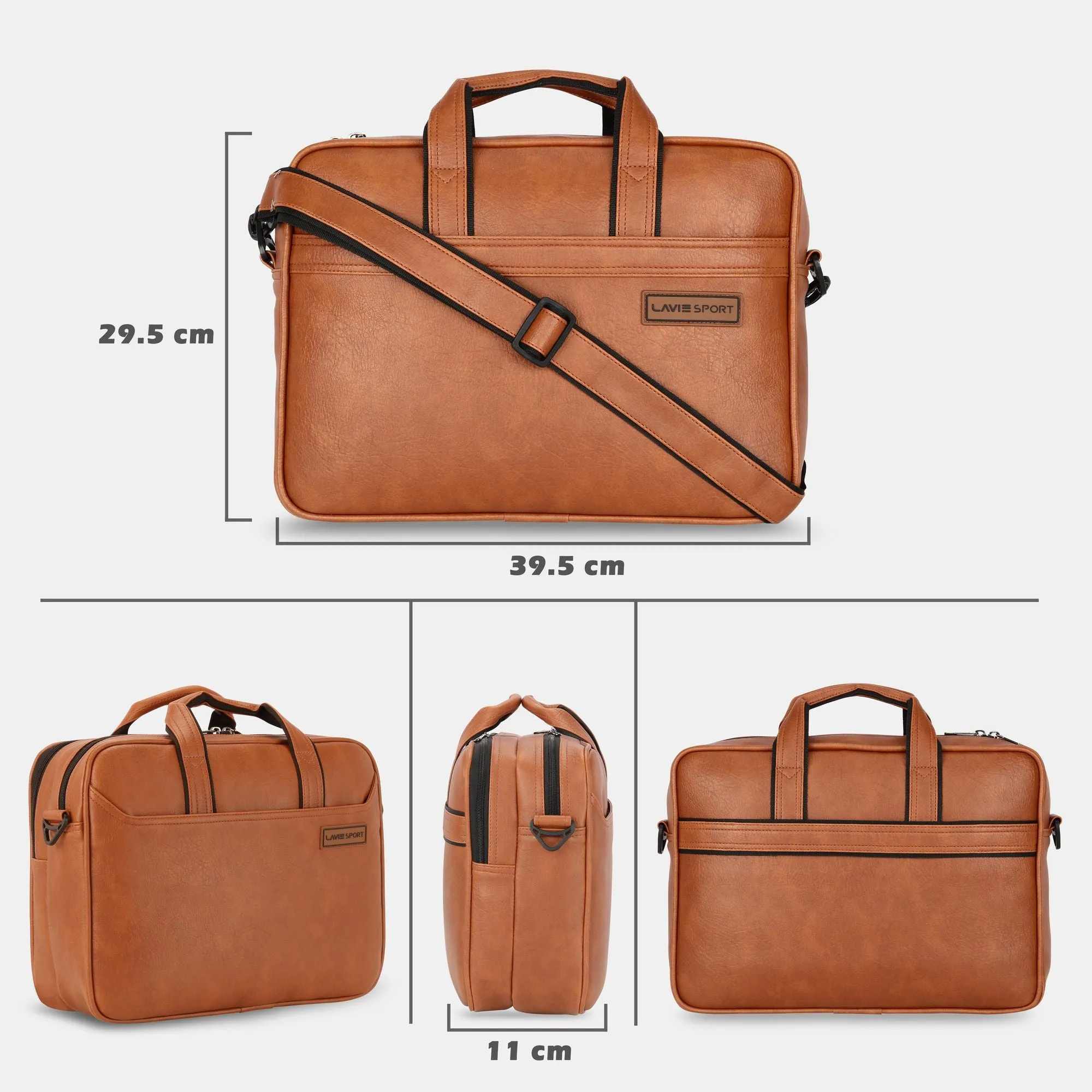 Lavie Sport 2 Compartments Executive Unisex Laptop Briefcase Bag Tan