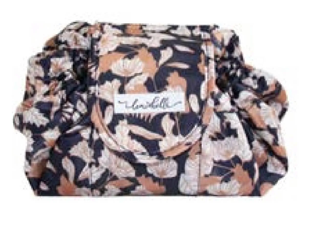 Lemonbella Cosmetic Navy floral Cinch Sak With Velcro Flap