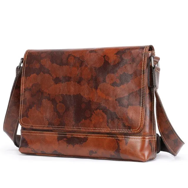 LeopardLux Vintage Zipper Crossbody Messenger Bag