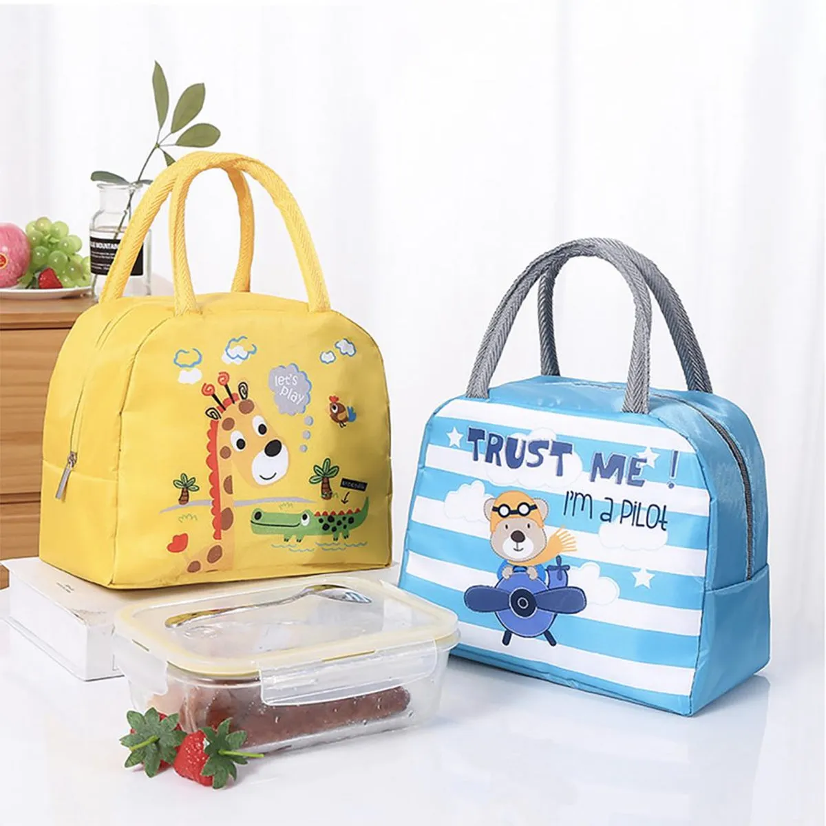 Lunch Box Insulated Bag Soft Leakproof Lunch Bag for Kids Men Women, Durable Thermal Lunch Pail for School Work Office | Fit 6 Cans-Pink Bunny